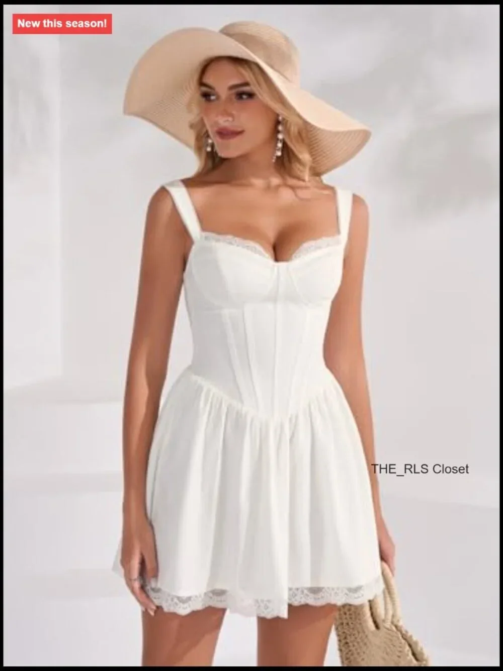 Lace Floral Corset Graduation Mini Dress Flowy A Line Smocked Cute Summer - Picture 5 of 6